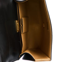 CHANEL - Sac bandoulière Golden Plate Top Handle cuir matelassé noir - Handbag