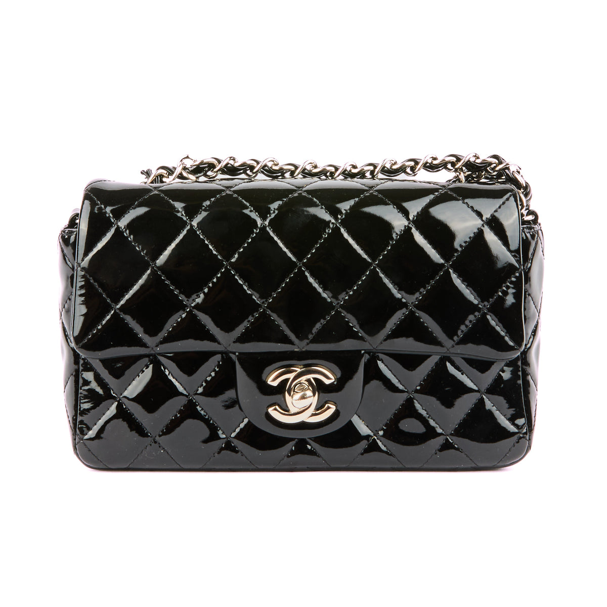 CHANEL - Sac bandoulière Mini Timeless Classique cuir vernis noir - Handbag