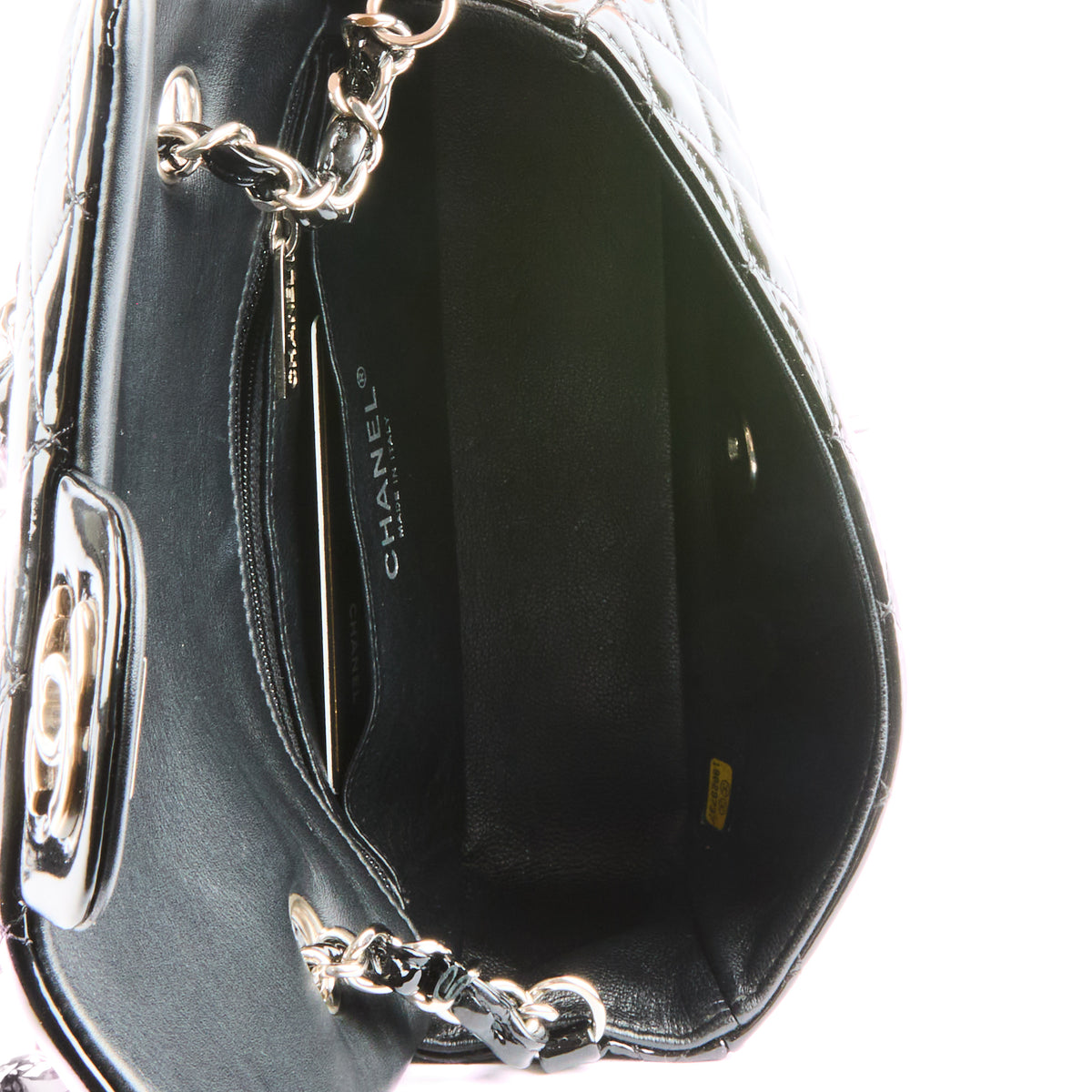CHANEL - Sac bandoulière Mini Timeless Classique cuir vernis noir - Handbag