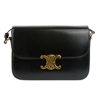 CELINE - Sac bandoulière Triomphe Classique Medium cuir noir - Handbag