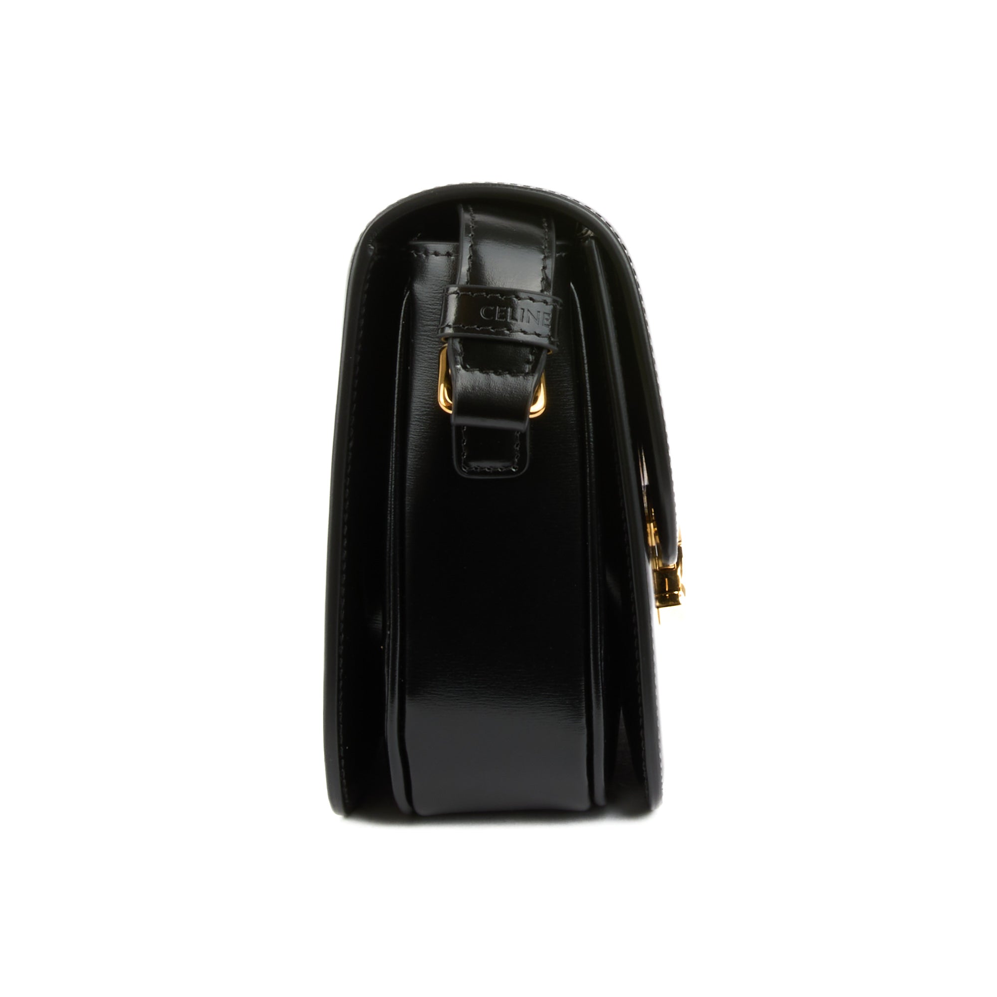 CELINE - Sac bandoulière Triomphe Classique Medium cuir noir - Handbag