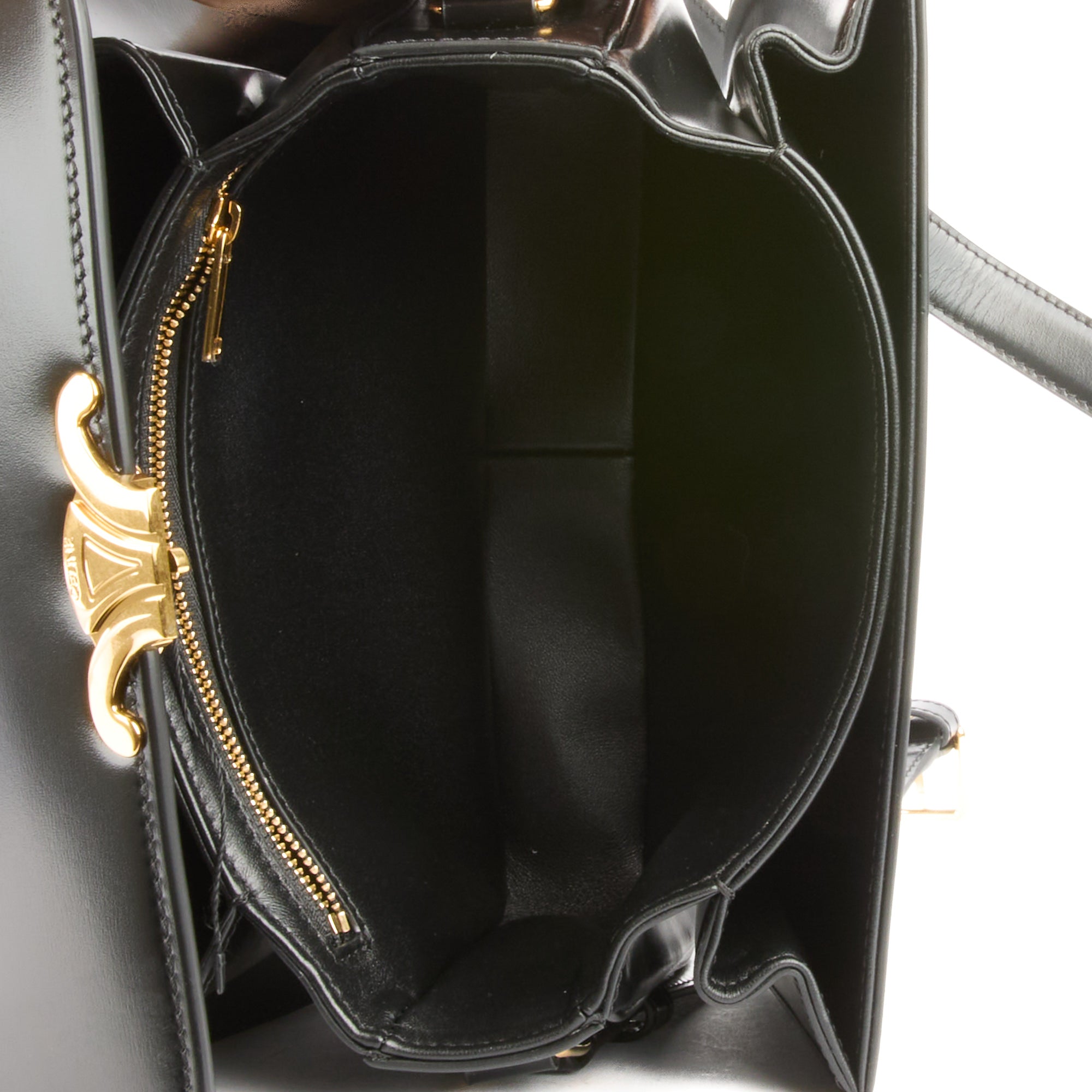 CELINE - Sac bandoulière Triomphe Classique Medium cuir noir - Handbag