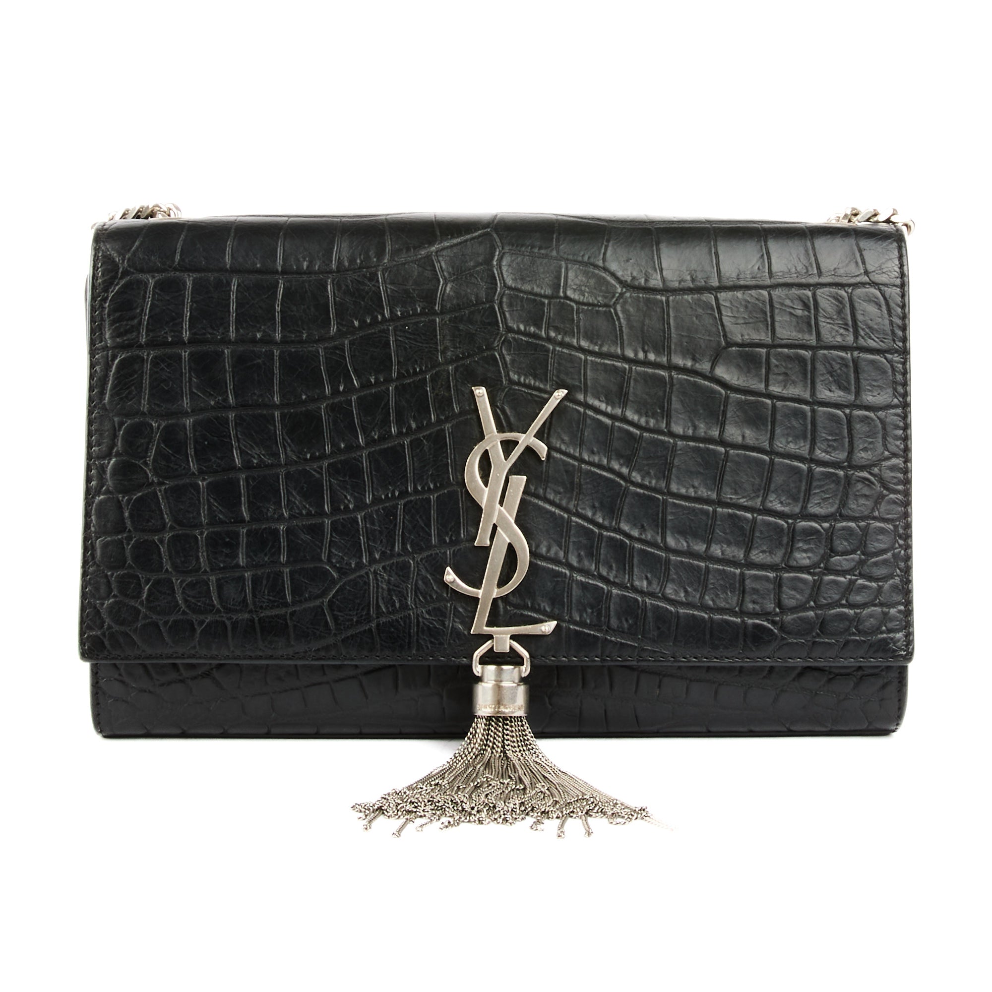 SAINT LAURENT - Sac bandoulière Kate Tassel cuir ambossé noir - Handbag