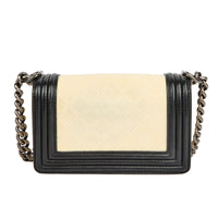 CHANEL - Sac bandoulière Mini Boy cuir blanc noir - Handbag