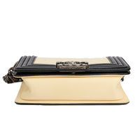 CHANEL - Sac bandoulière Mini Boy cuir blanc noir - Handbag