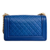 CHANEL - Sac Bandoulière Boy Medium cuir bleu - Hand Bag