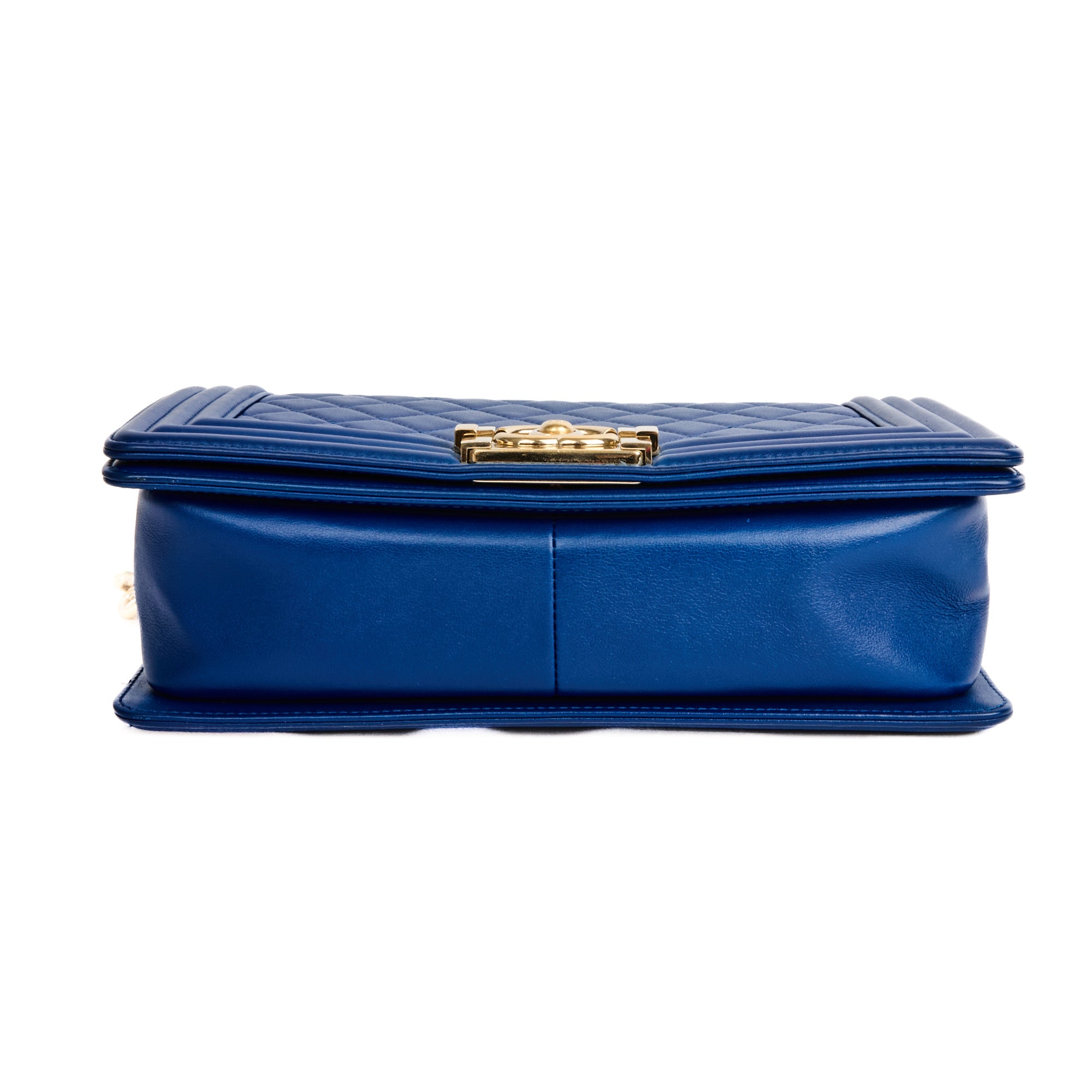 CHANEL - Sac Bandoulière Boy Medium cuir bleu - Hand Bag