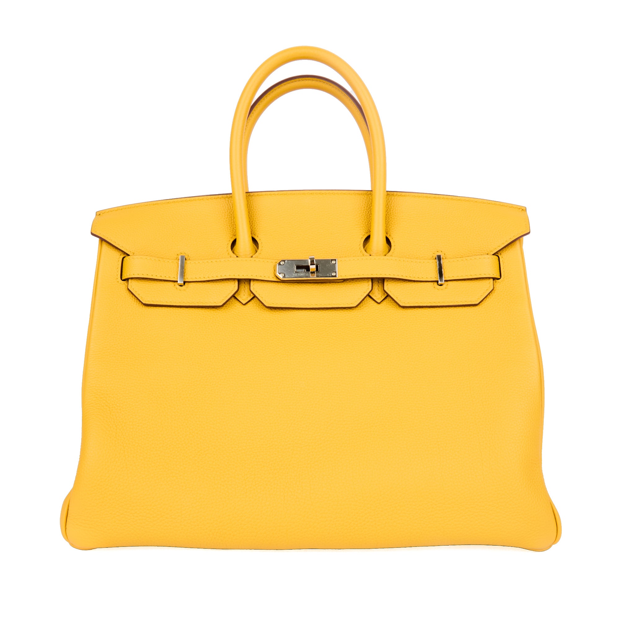 HERMES - Sac à main Birkin 35 cuir Taurillon Clémence Jaune Amber - Handbag