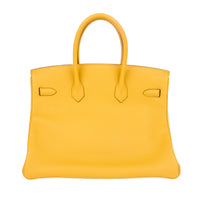 HERMES - Sac à main Birkin 35 cuir Taurillon Clémence Jaune Amber - Handbag