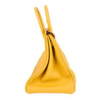 HERMES - Sac à main Birkin 35 cuir Taurillon Clémence Jaune Amber - Handbag