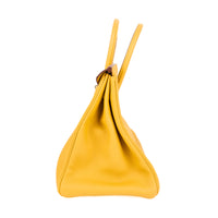 HERMES - Sac à main Birkin 35 cuir Taurillon Clémence Jaune Amber - Handbag