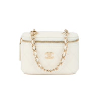 CHANEL - Sac à main Micro Vanity on chain cuir caviar blanc - Handbag