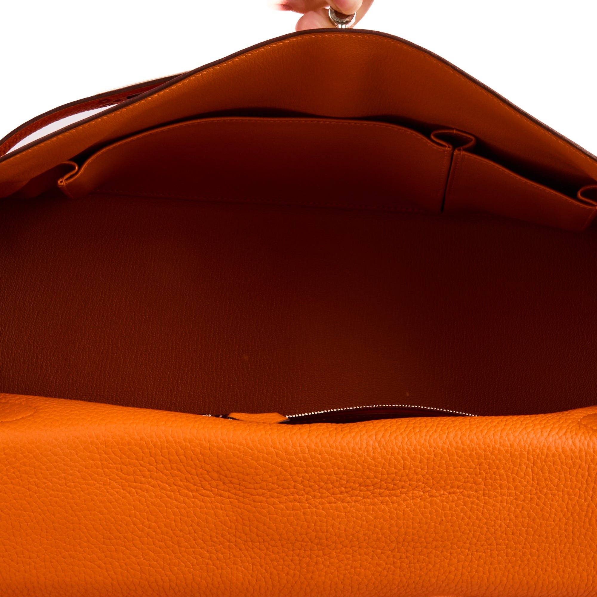 HERMES - Sac à main Kelly Shoulder 42 cuir Taurillon Clémence orange - Handbag