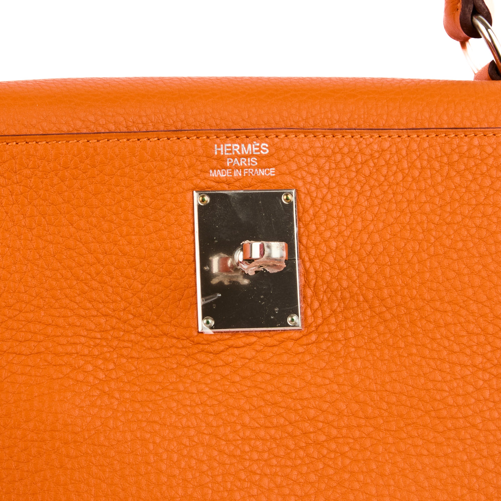 HERMES - Sac à main Kelly Shoulder 42 cuir Taurillon Clémence orange - Handbag