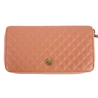 CHANEL - Portefeuille Zip logo CC cuir rose - Handbag