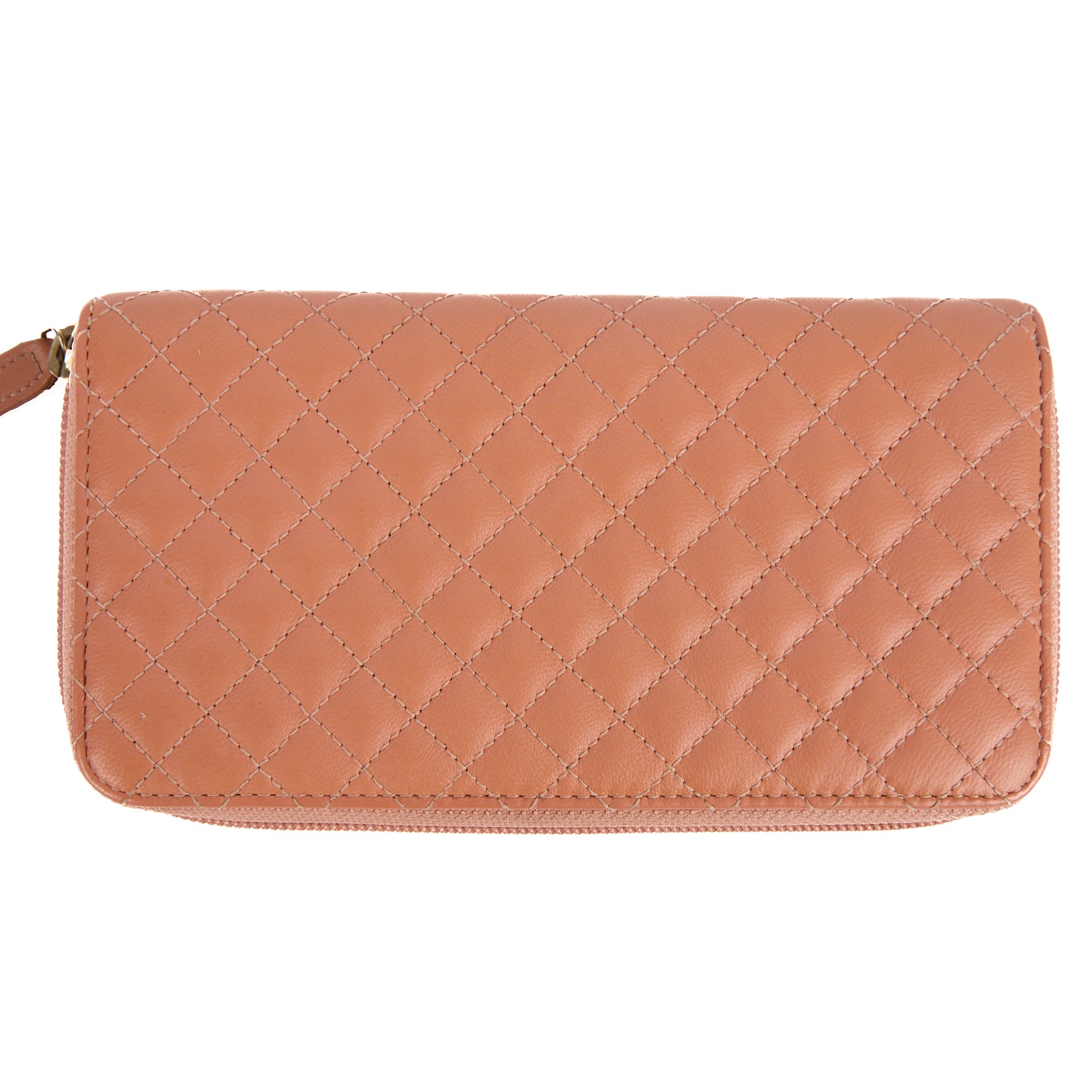 CHANEL - Portefeuille Zip logo CC cuir rose - Handbag