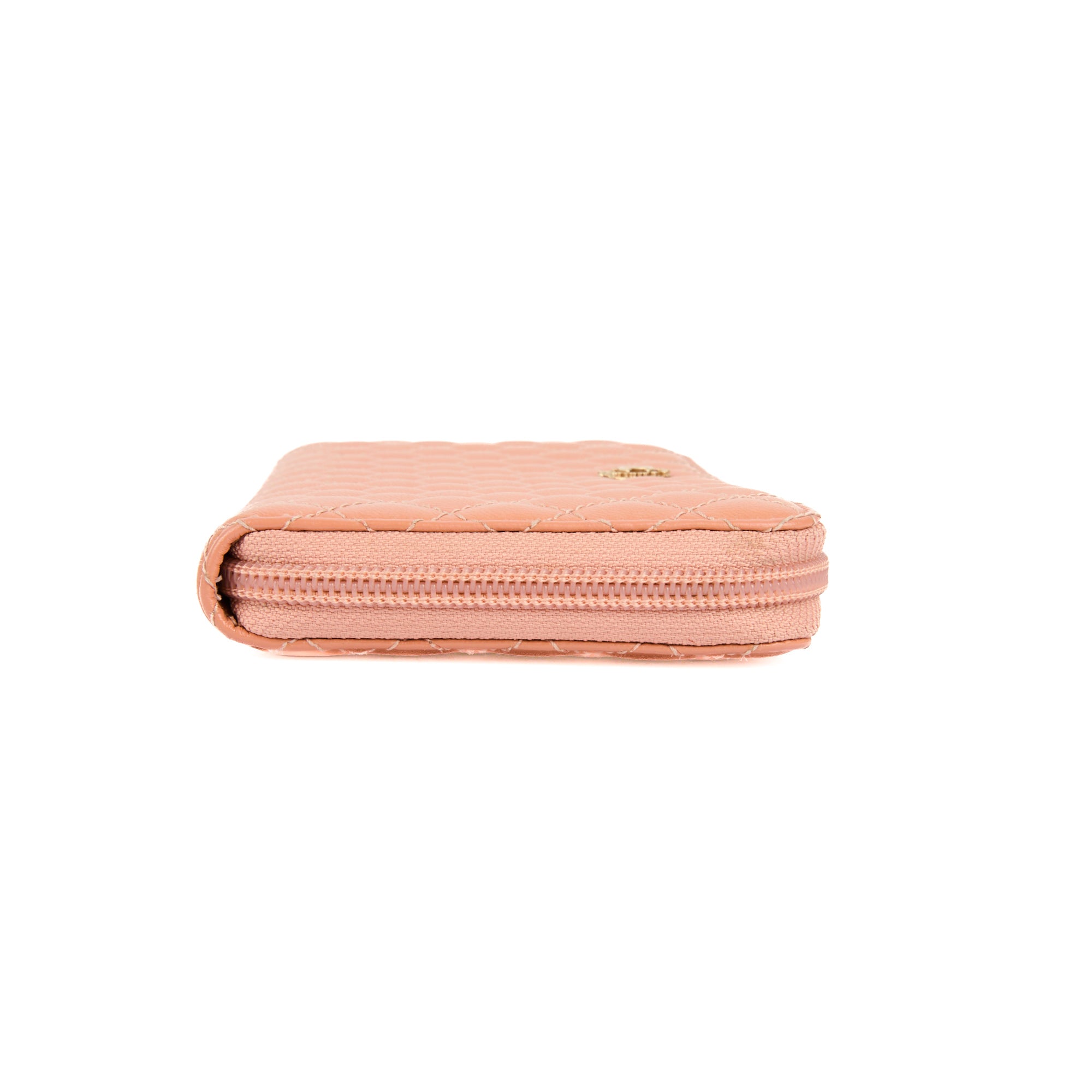 CHANEL - Portefeuille Zip logo CC cuir rose - Handbag