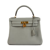 HERMES - Sac à main Kelly II 28 cuir veau Evercolor Gris Mouette - Handbag