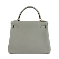 HERMES - Sac à main Kelly II 28 cuir veau Evercolor Gris Mouette - Handbag