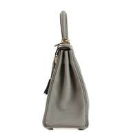 HERMES - Sac à main Kelly II 28 cuir veau Evercolor Gris Mouette - Handbag