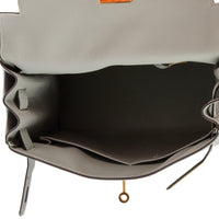 HERMES - Sac à main Kelly II 28 cuir veau Evercolor Gris Mouette - Handbag