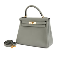 HERMES - Sac à main Kelly II 28 cuir veau Evercolor Gris Mouette - Handbag
