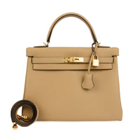 HERMES - Kelly 32 Togo Leather Handbag Poussière - Handbag