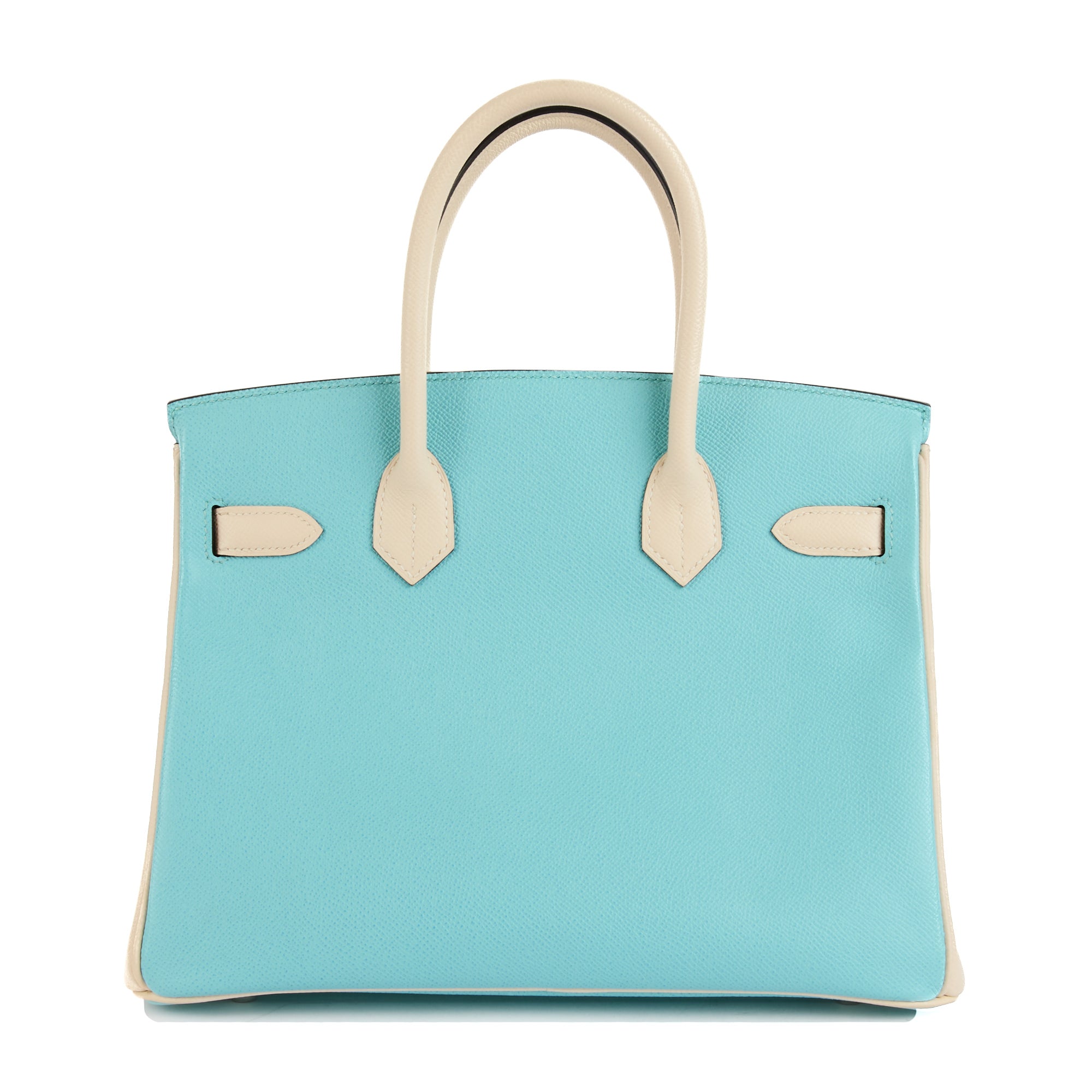 HERMES - Sac à main Birkin 30 cuir Epsom bicolore turquoise blanc - Handbag