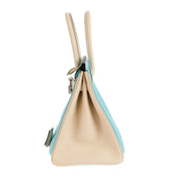 HERMES - Sac à main Birkin 30 cuir Epsom bicolore turquoise blanc - Handbag