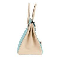 HERMES - Sac à main Birkin 30 cuir Epsom bicolore turquoise blanc - Handbag