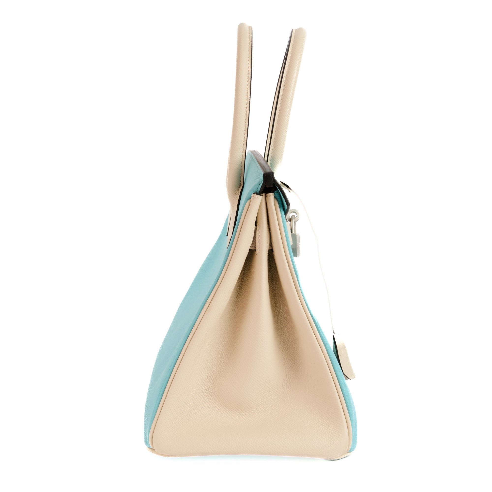 HERMES - Sac à main Birkin 30 cuir Epsom bicolore turquoise blanc - Handbag