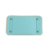 HERMES - Sac à main Birkin 30 cuir Epsom bicolore turquoise blanc - Handbag