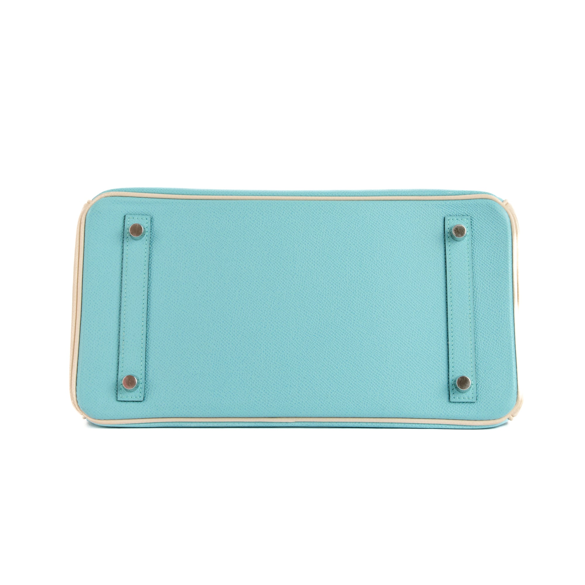 HERMES - Sac à main Birkin 30 cuir Epsom bicolore turquoise blanc - Handbag