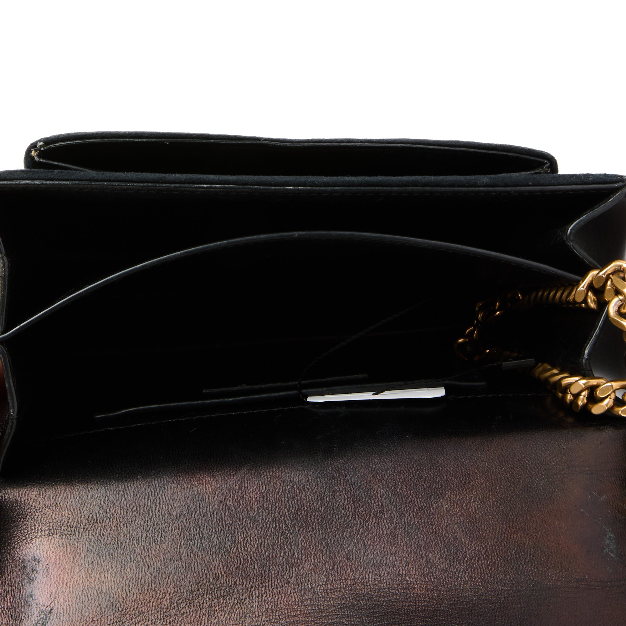 SAINT LAURENT - Sac bandoulière Sunset Small velours noir - Handbag