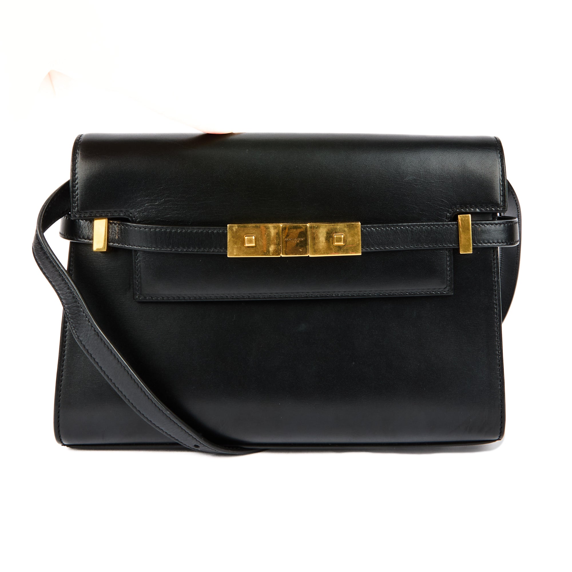 SAINT LAURENT - Sac bandoulière Manhattan Small cuir noir - Handbag