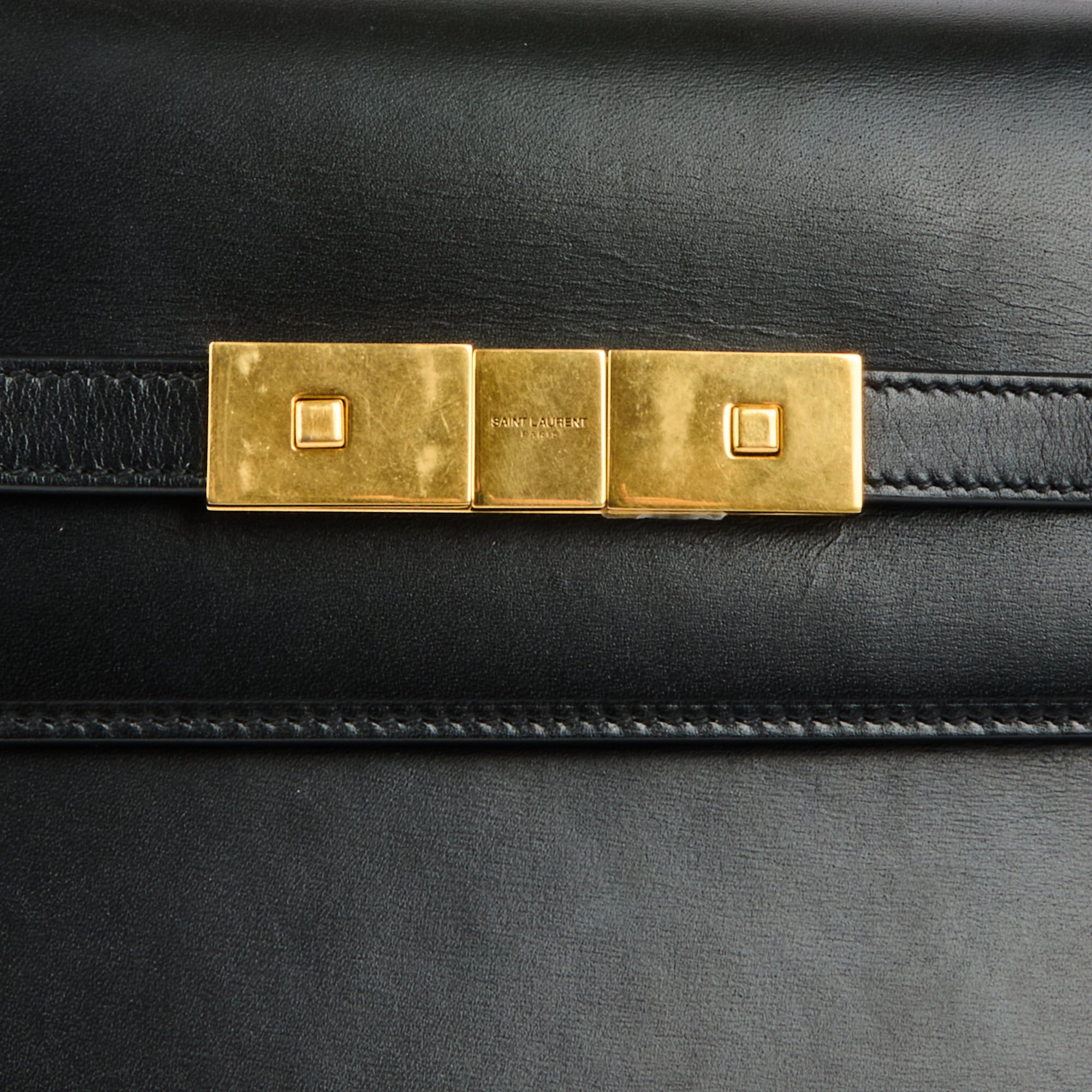 SAINT LAURENT - Sac bandoulière Manhattan Small cuir noir - Handbag