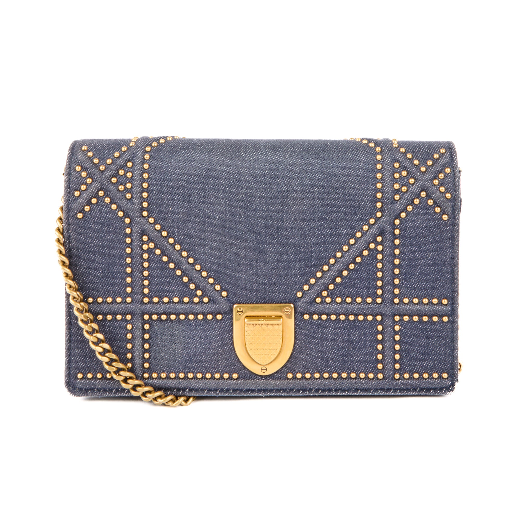 DIOR - Sac bandoulière Wallet on chain Diorama Denim Studded - Hand Bag