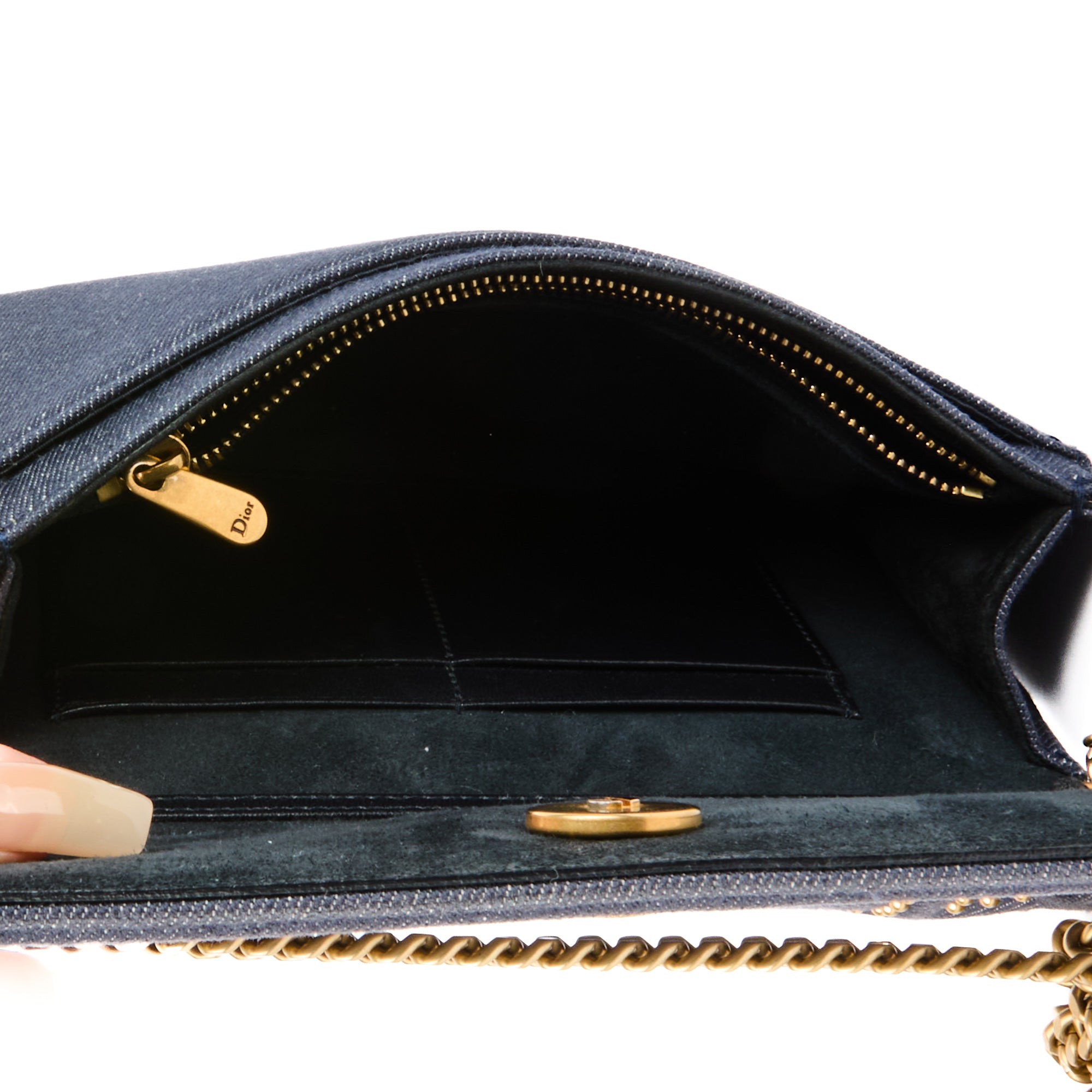 DIOR - Sac bandoulière Wallet on chain Diorama Denim Studded - Hand Bag