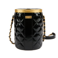 CHANEL - Sac bandoulière Crown Box cuir verni noir - Shoulder bag