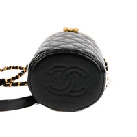CHANEL - Sac bandoulière Crown Box cuir verni noir - Shoulder bag