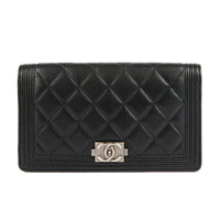 CHANEL - Portefeuille Boy cuir noir - Wallet