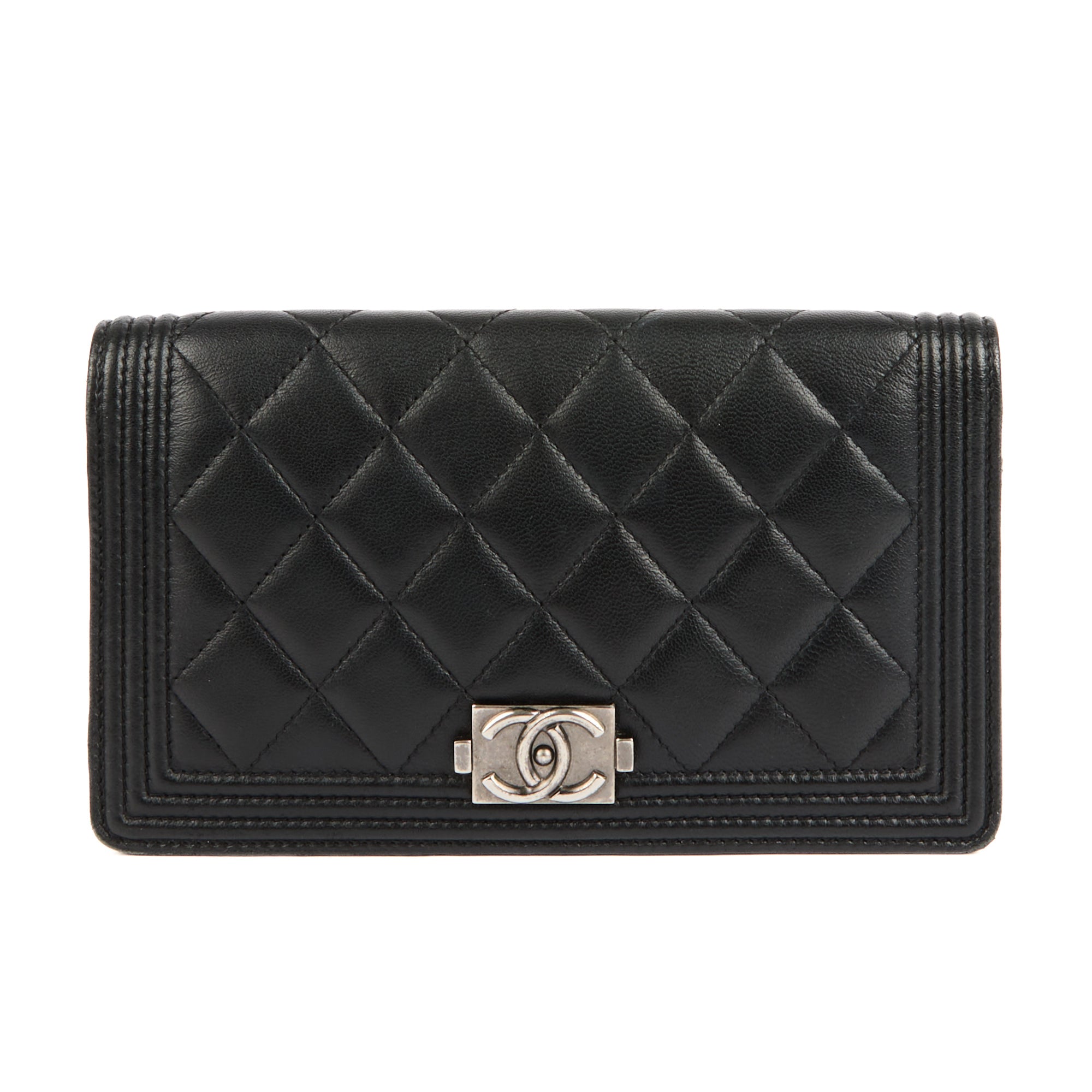 CHANEL - Portefeuille Boy cuir noir - Wallet