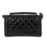 CHANEL - Sac à main Boy Handle cuir matelassé noir - Handbag