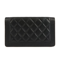 CHANEL - Portefeuille Boy cuir noir - Wallet