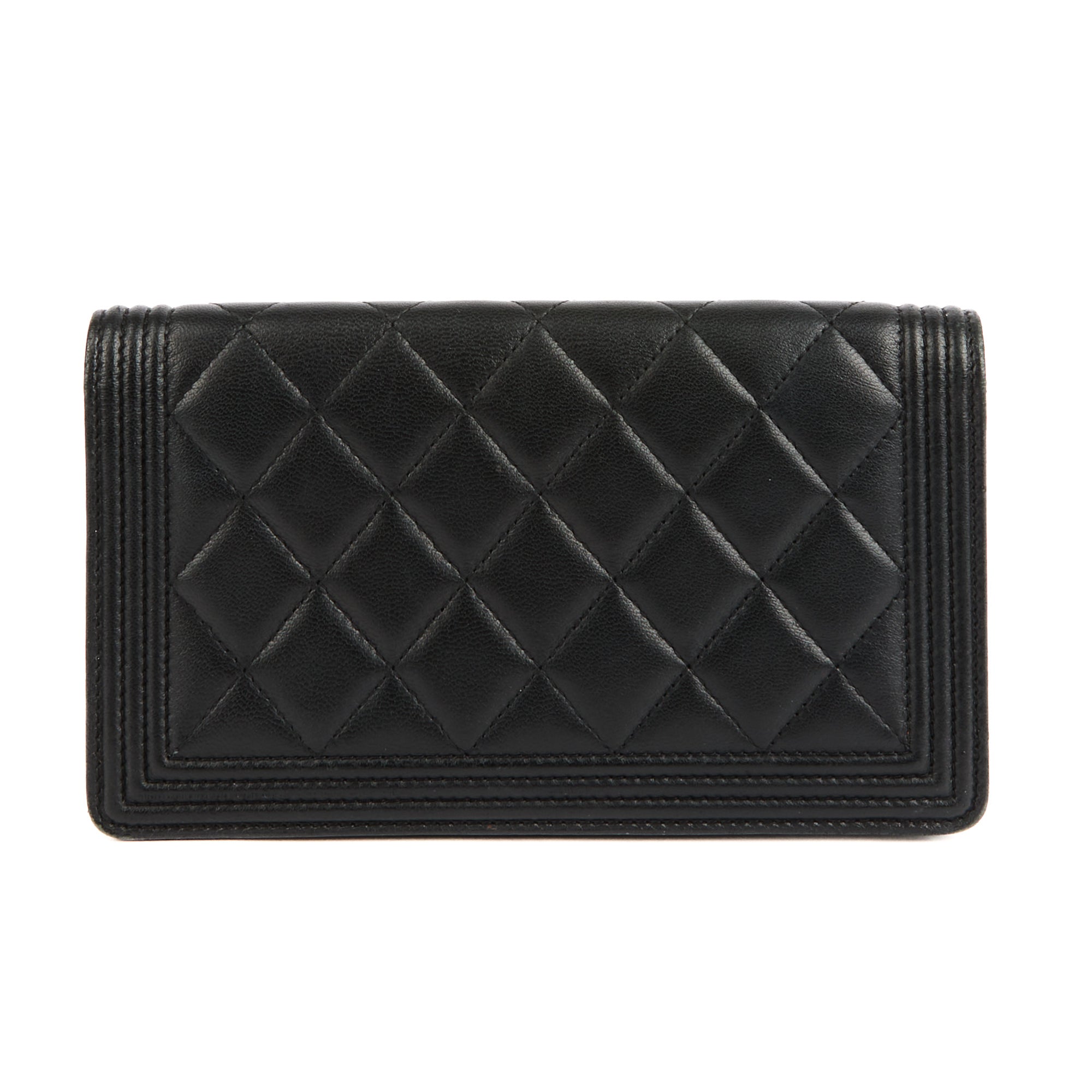 CHANEL - Portefeuille Boy cuir noir - Wallet