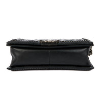 CHANEL - Sac à main Boy Handle cuir matelassé noir - Handbag