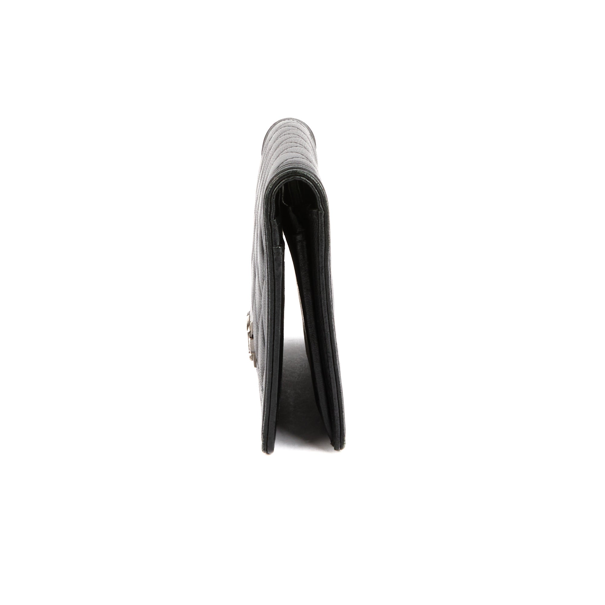 CHANEL - Portefeuille Boy cuir noir - Wallet