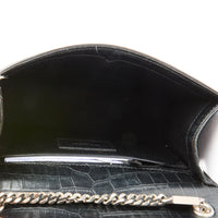 SAINT LAURENT - Sac bandoulière Mini Kate tassel cuir façon crocodile noir - Handbag