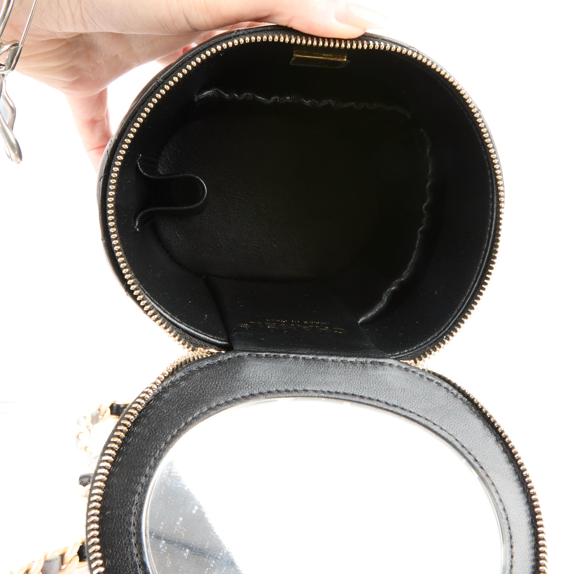 CHANEL - Sac bandoulière Vanity Handle cuir matelassé noir - Handbag