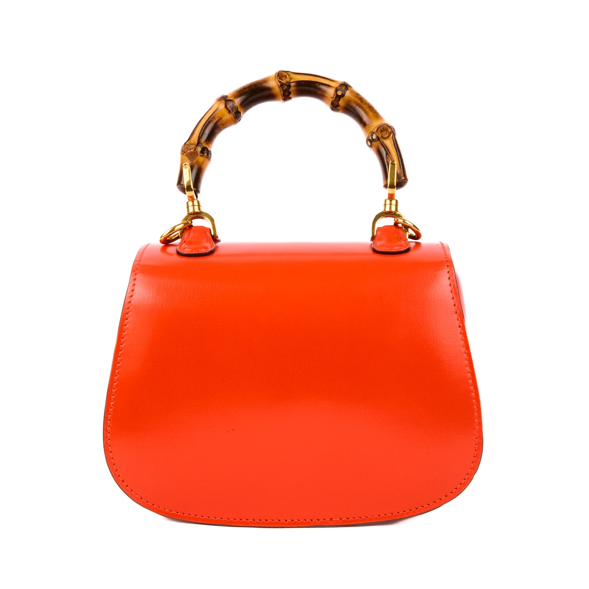 GUCCI - Sac à main Mini Bamboo Handle cuir orange - Handbag